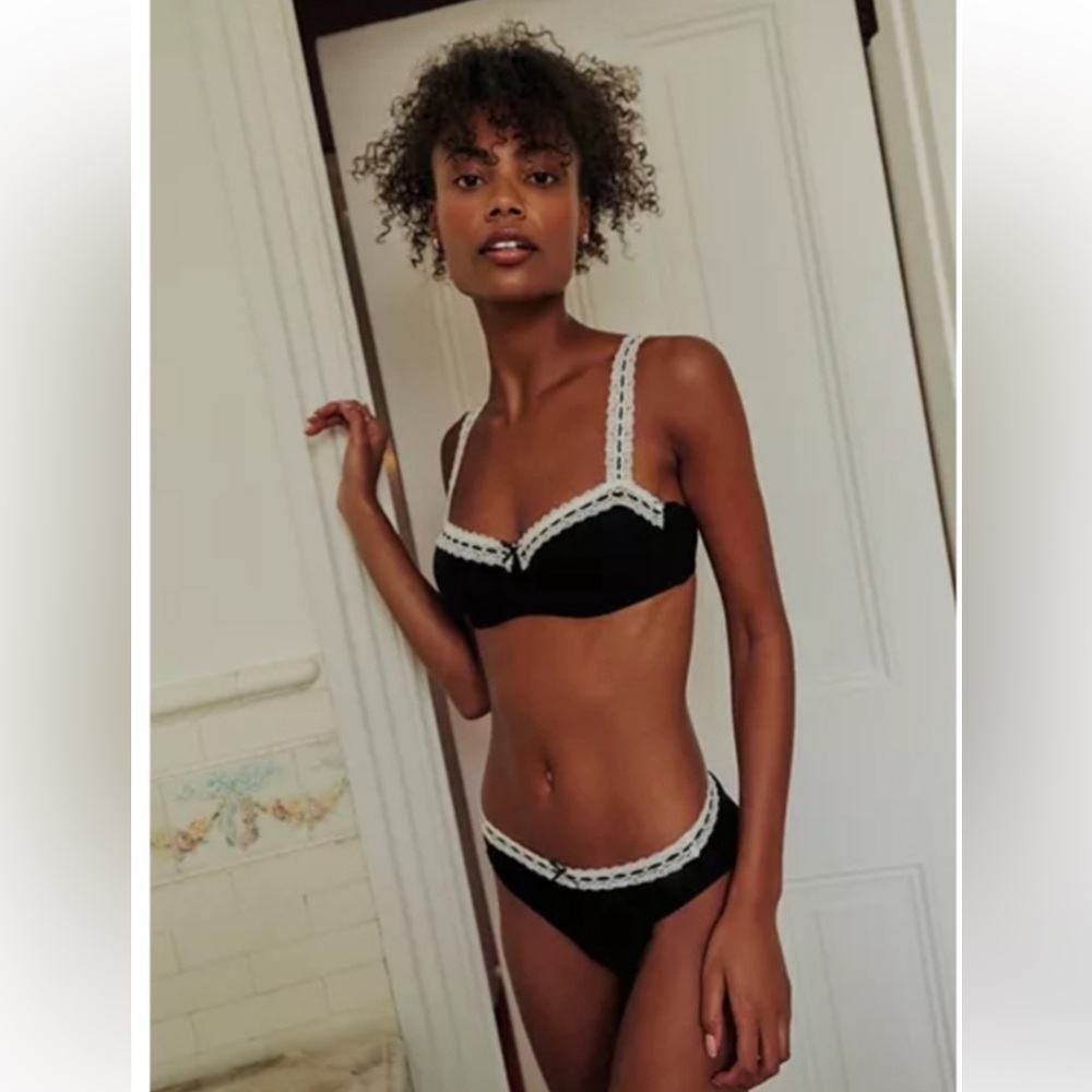 Free People Intimately So Sweet Bikini Black Combo Size Medium NWT